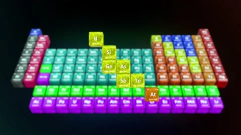 Metalloids in periodic table.3d illustration Stock Footage 236609900