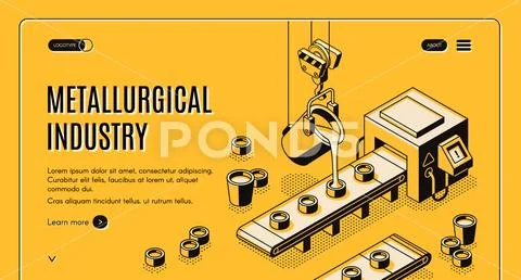 Metallurgical company isometric vector web banner Stock Illustration