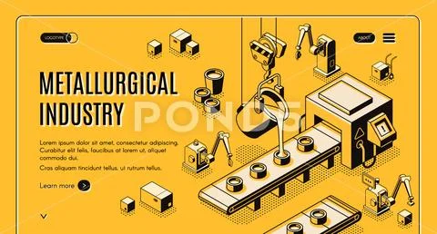 Metallurgical company isometric vector website Stock Illustration