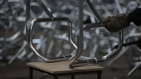 Metallurgical industry. Cutting and processing the pipe. Stock Footage 77263994