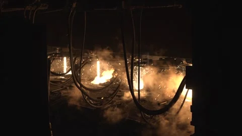 Metallurgical plant. Continuous casting machine. Stock Footage 296086336