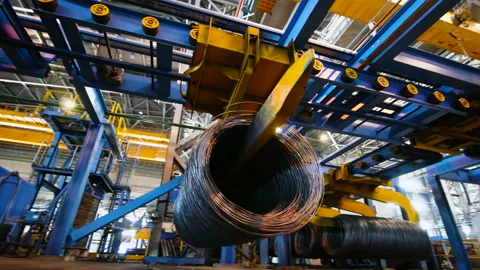 Metallurgical Plant. The Production Process in the Rolling Mill. Wire Stock Footage 89876058