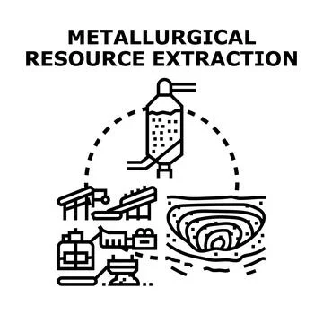 Metallurgical resource extracting industry processing minerals concept Stock Illustration