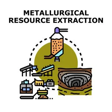 Metallurgical resource extracting industry processing minerals concept Stock Illustration