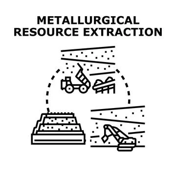 Metallurgical resource extraction process displaying mining operation Stock Illustration