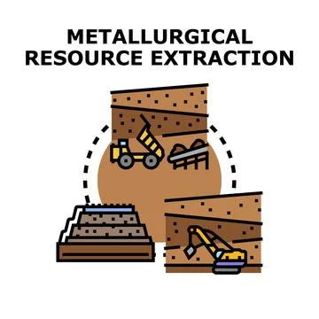 Metallurgical resource extraction process displaying mining operation Stock Illustration