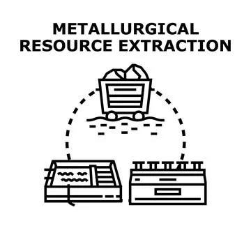 Metallurgical resource extraction process showing mining and refining Stock Illustration