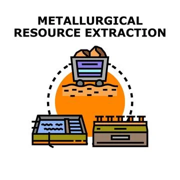 Metallurgical resource extraction process showing mining and refining Stock Illustration