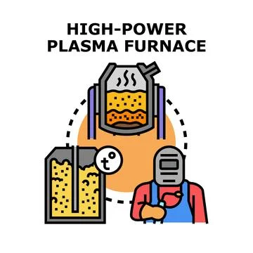 Metallurgical worker using high power plasma furnace Stock Illustration