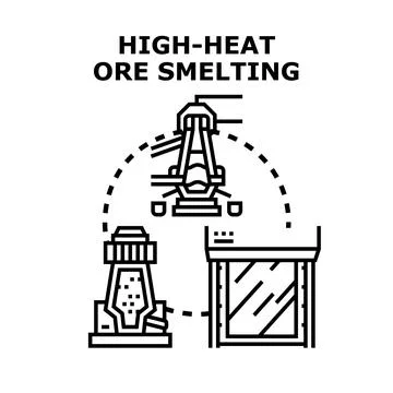 Metallurgy industry process with high heat ore smelting Stock Illustration