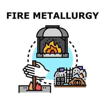 Metallurgy process concept working with fire and metal Stock Illustration