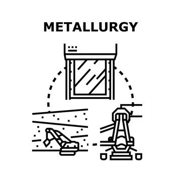 Metallurgy process illustrating ore extraction and metal production 스톡 일러스트