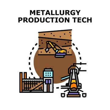 Metallurgy production technology concept extracting and processing metal Stock Illustration