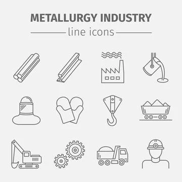 Metallurgy Vector Isolated Icons Set Stock Illustration