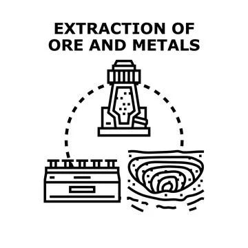Metals ore mining and processing for resource extraction Stock Illustration