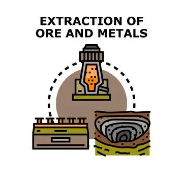 Metals ore mining and processing for resource extraction Stockillustratie