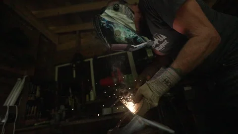Metalsmith Working in Shed Stock Footage 243204483