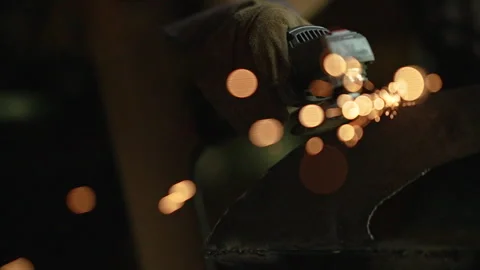 Metalsmithing with Sparks Flying Stock Footage 243204870