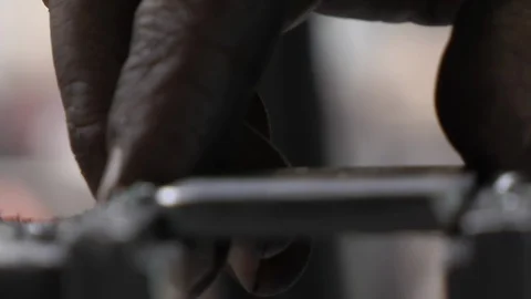 Metalwork Drill Tapping Machine Hands Close-up Stock Footage 107752557