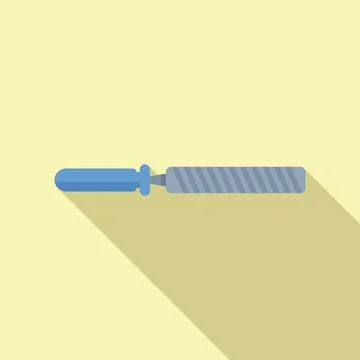 Metalwork file tool with blue handle for shaping and sharpening Stock Illustration