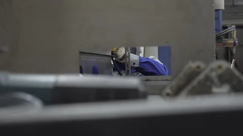 Metalwork frame set. Worker welding metal parts. Welder work welding torch Video stock 162418897