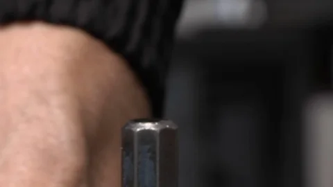 Metalwork Hammer Drill Tapping Close-up Stock Footage 107750983