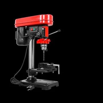 Metalwork tool - Red new drill press isolated black Stock Photos