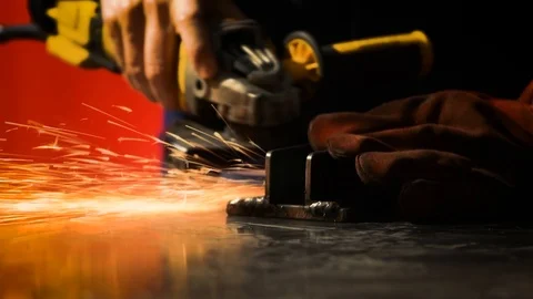 Metalworker at work with his grinder  Stock Footage 125787659