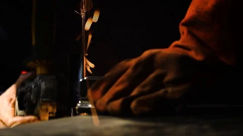 Metalworker at work with his grinder  Stock Footage 125788973