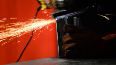 Metalworker at work with his grinder  Stock Footage 125789361