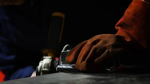 Metalworker at work with his grinder  Stock Footage 125789989