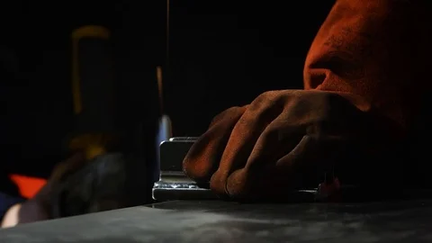 Metalworker at work with his grinder  Stock Footage 125790577