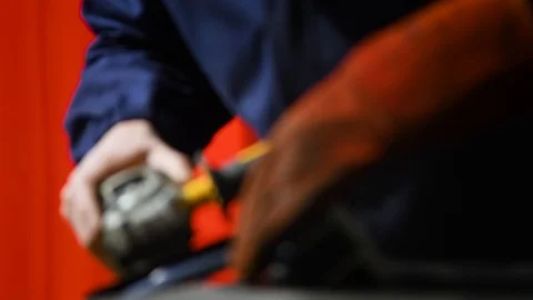 Metalworker at work with his grinder  Stock Footage 125790717