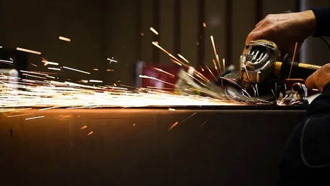 Metalworker at work with his grinder Stock-Footage 125798705