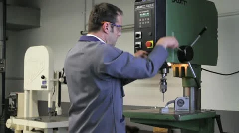 Metalworker_drill_6 Stock Footage 11899824