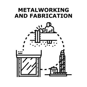 Metalworking and fabrication process with foundry and welding Stock Illustration