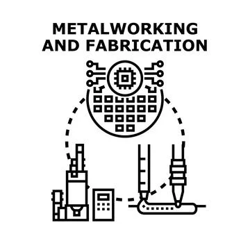Metalworking and fabrication processes with digital control and automation Stock Illustration