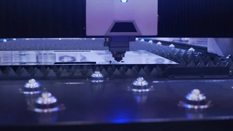 Metalworking Cnc Laser Machine. Close up lot of bright sparks 스톡 동영상 107135143