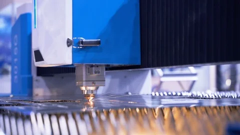 Metalworking Cnc Laser Machine. Close up lot of bright sparks 스톡 동영상 107135204