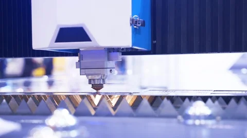 Metalworking Cnc Laser Machine. Close up lot of bright sparks 스톡 동영상 107135371