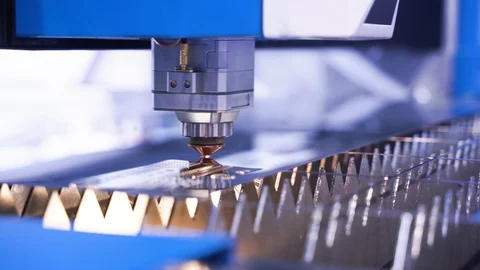 Metalworking Cnc Laser Machine. Close up lot of bright sparks 库存影片 107135473
