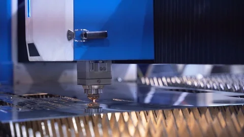 Metalworking Cnc Laser Machine. Close up lot of bright sparks Stock-Footage 107135545