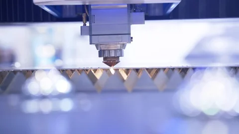 Metalworking Cnc Laser Machine. Close up lot of bright sparks 스톡 동영상 107135749