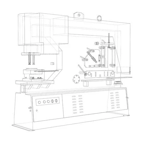 Metalworking CNC machine. Vector Illustrazione stock