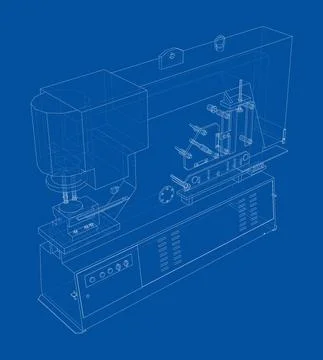 Metalworking CNC machine. Vector Illustrazione stock