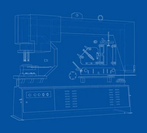 Metalworking CNC machine. Vector Illustrazione stock