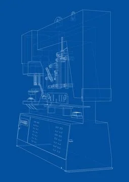 Metalworking CNC machine. Vector Illustrazione stock