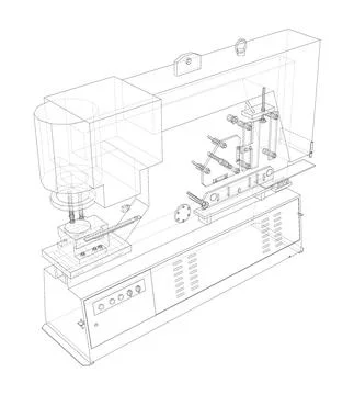 Metalworking CNC machine. Vector Illustrazione stock