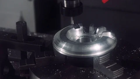 Metalworking CNC milling machine. Cutting metal modern processing technology Stock Footage 73936175