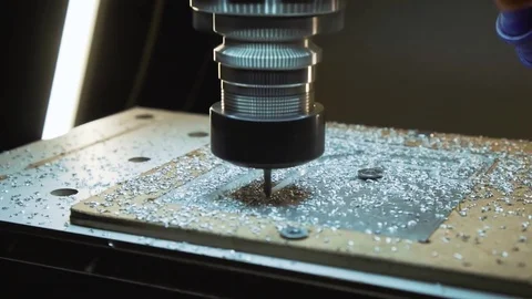 Metalworking CNC milling machine. Cutting metal modern processing technology. Video stock 77142239